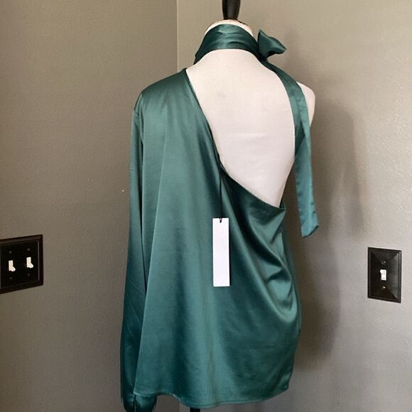 NWT NSR Emerald Green Jazzy One Shoulder Blouse - Picture 10 of 14
